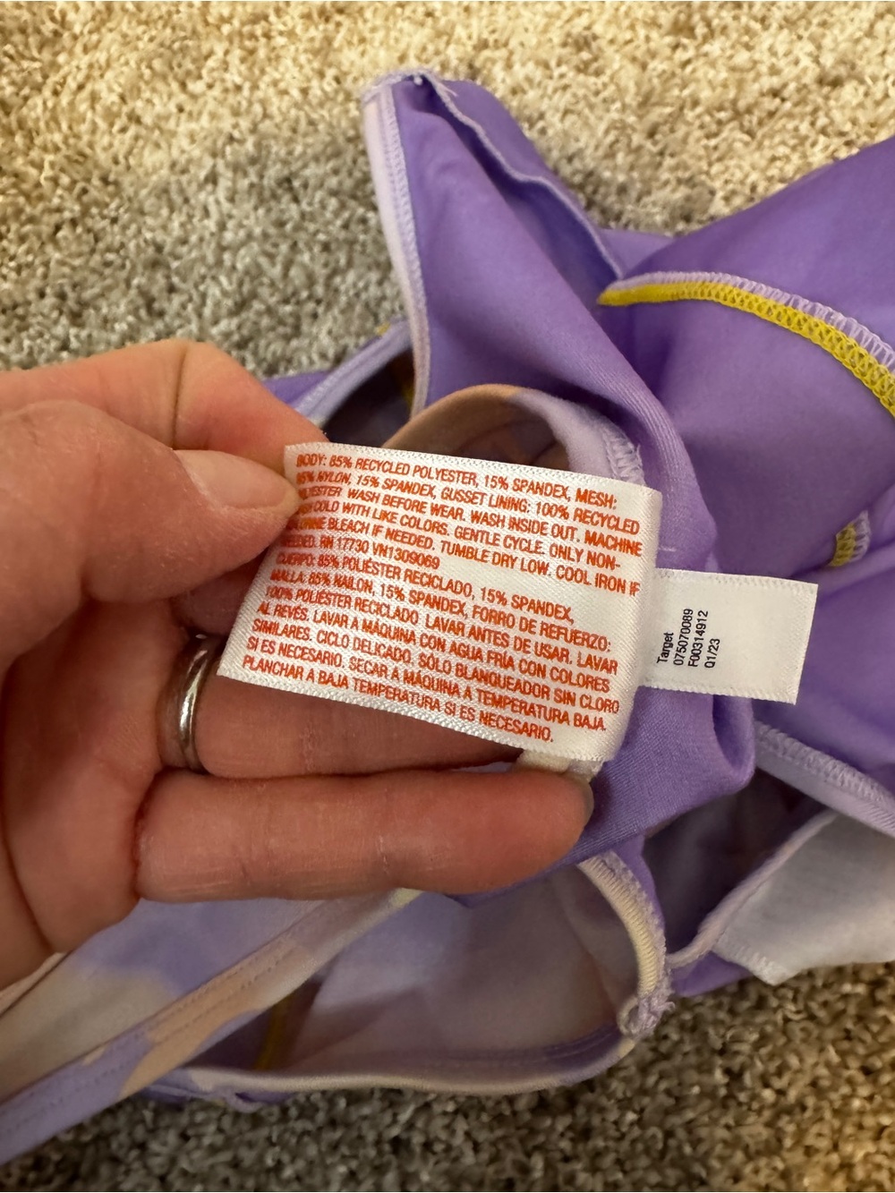 Cat & Jack Girls Gymnastics Leotard Size 10-12 Purple Yellow Peach Dance - Picture 7 of 8